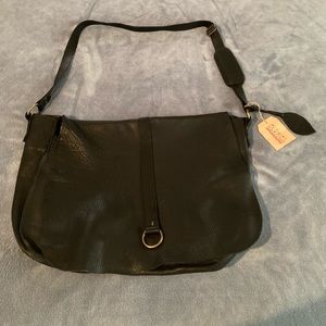 New Large Leather Cross Body Bag by Oldrie Shoulder Messenger Bag Satchel Black